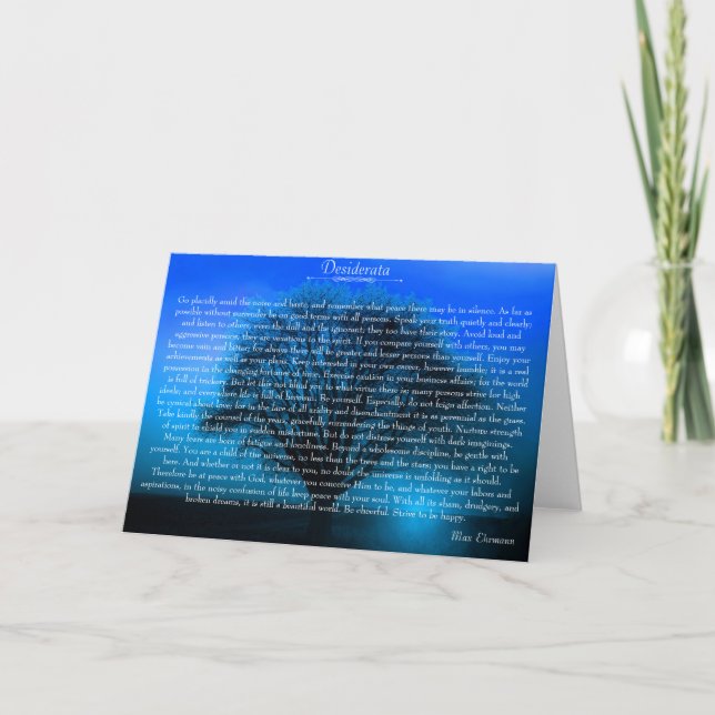 Desiderata Inspirational Devotional Poem Card (Front)