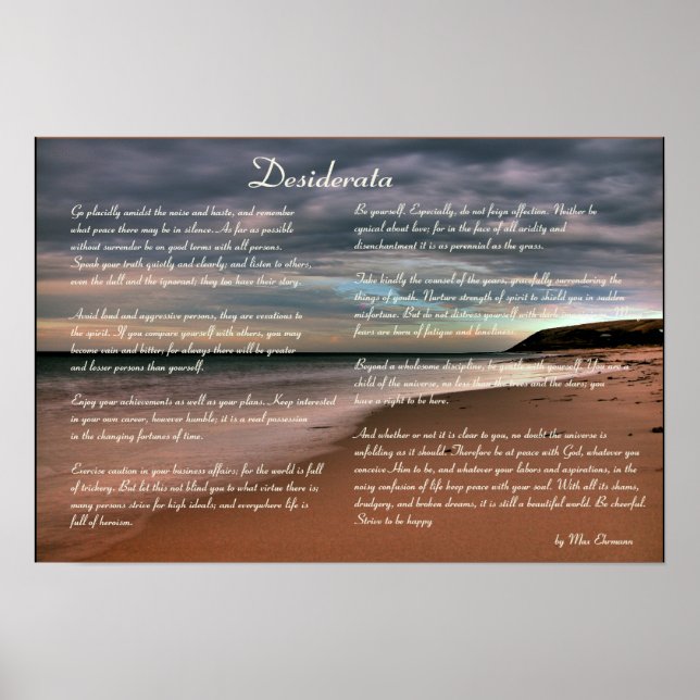 Desiderata  Inspirational Poem and Seashore Poster (Front)