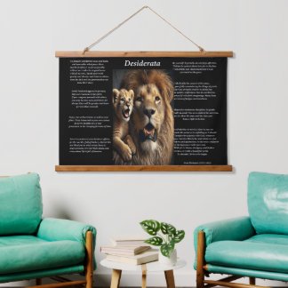 Desiderata: Lion's Quiet Watch Hanging Tapestry