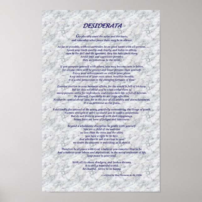 Desiderata Marble Poster (Front)