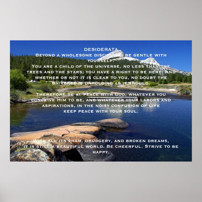 DESIDERATA Mountain Lake Posters (Front)