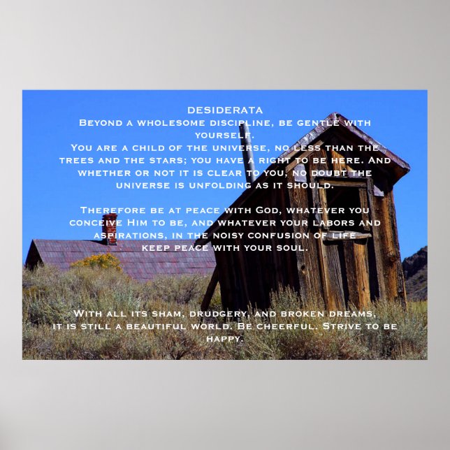 DESIDERATA Mountain Out House Posters (Front)