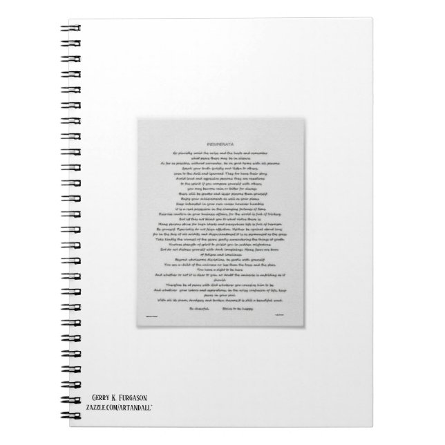 DESIDERATA  NOTEBOOK (Front)