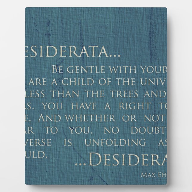 Desiderata On Canvas Plaque (Front)