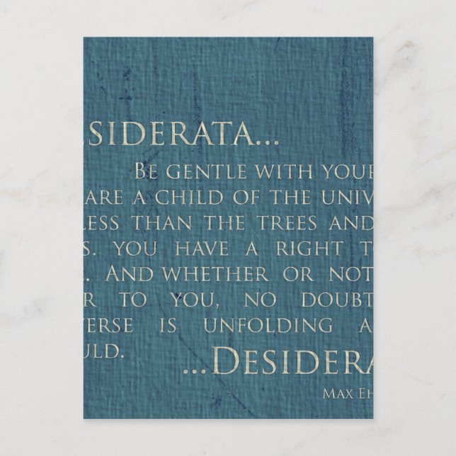 Desiderata On Canvas Postcard (Front)