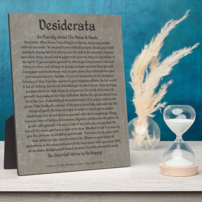 Desiderata on Grey Marble Plaque (Side)