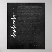 Desiderata Poem by Max Ehrmann Black and White
