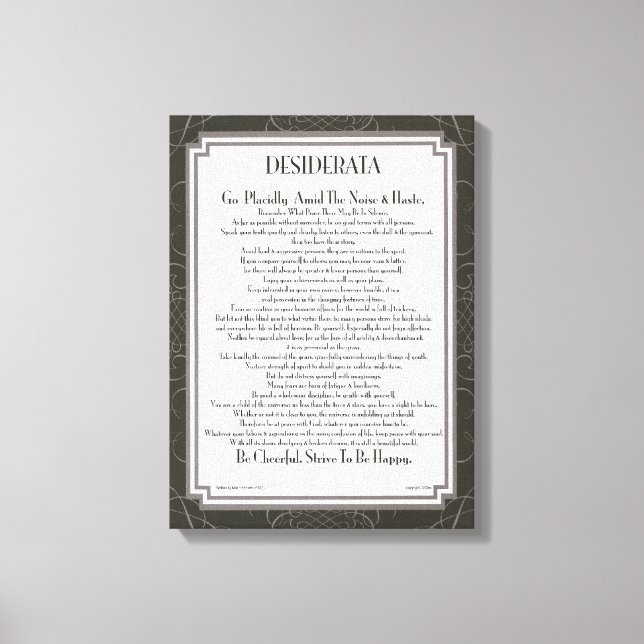 DESIDERATA Poem by Max Ehrmann Canvas Print (Front)