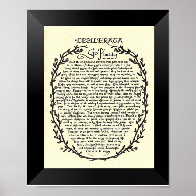 DESIDERATA Poem by Max Ehrmann Poster (Front)