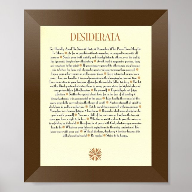 DESIDERATA Poem by Max Ehrmann Poster (Front)