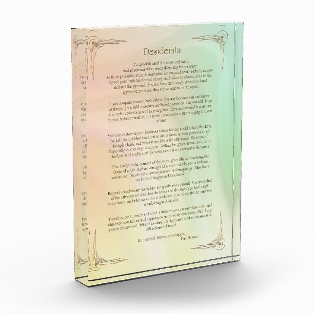 Desiderata Poem by Max Ehrmann Poster Photo Block (Left)
