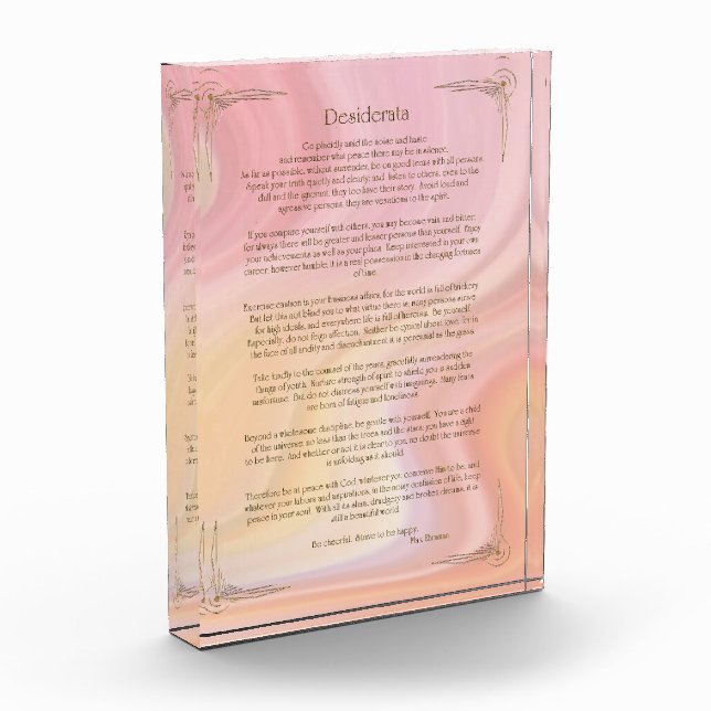 Desiderata Poem by Max Ehrmann Poster Photo Block (Left)