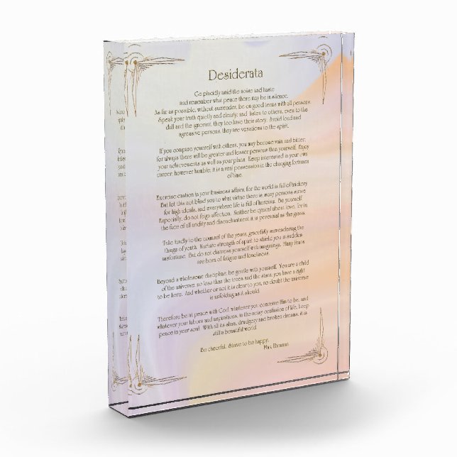 Desiderata Poem by Max Ehrmann Poster Photo Block (Left)