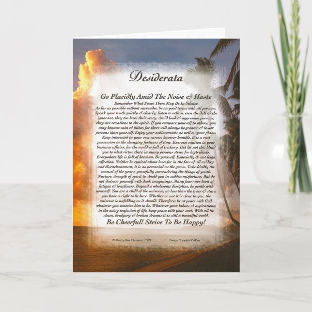 DESIDERATA Poem Card Max Ehrmann-Tropical Sunset (Front)