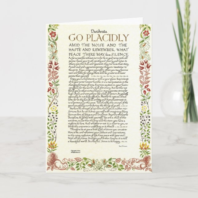 DESIDERATA Poem CARD Max Ehrmann-Wildflowers (Front)