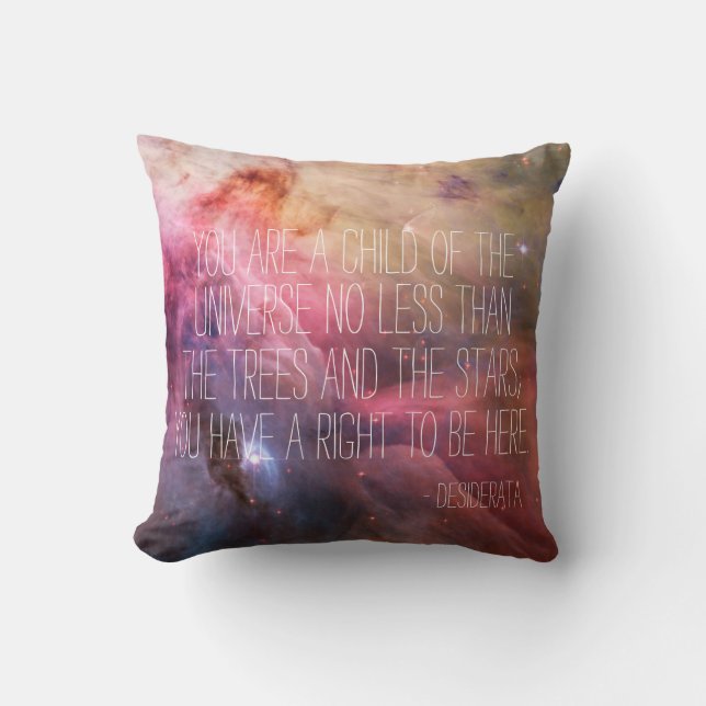 Desiderata poem inspirational quote nebula nebulae cushion (Front)