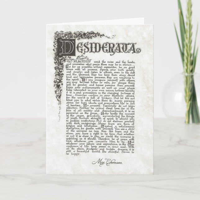 DESIDERATA Poem=Max Ehrmann=Parchment Collection Holiday Card (Front)