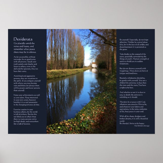 Desiderata Poem - Millhouse Canal Scene Poster (Front)