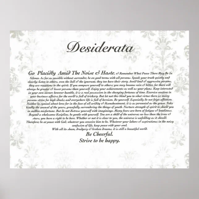 Desiderata Poem Print Poem By Max Ehrmann William Morris Poster – The  Typography Tipi