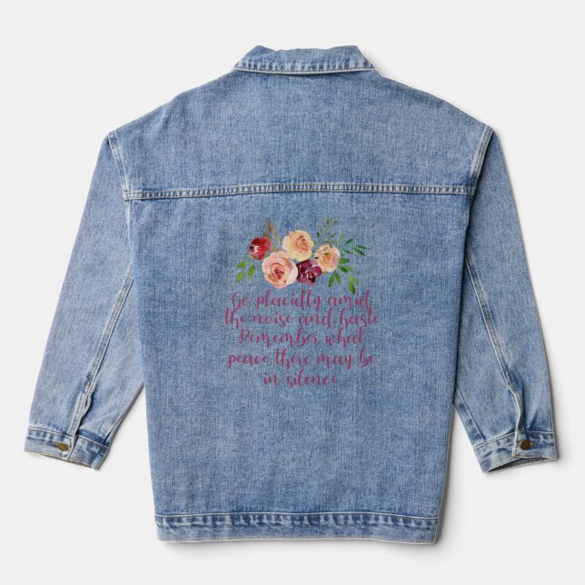 Desiderata Poem Peaceful Meditation Denim Jacket (Back)