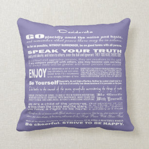 Desiderata Poem Poetry Poesy Writing (Lavender) Cushion