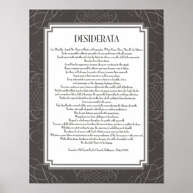Desiderata Poem Poster (Front)
