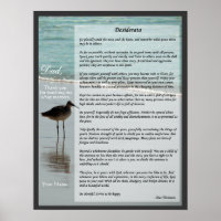Desiderata Poem - Seagull on Beach Scene Poster