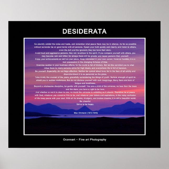 Desiderata poem sunset poster (Front)