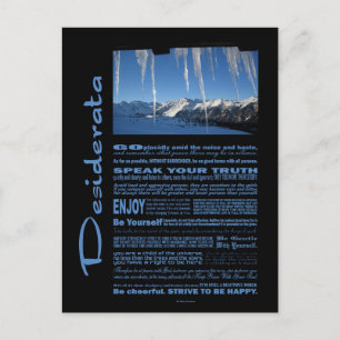 Desiderata Poem Ten Below Zero Postcard