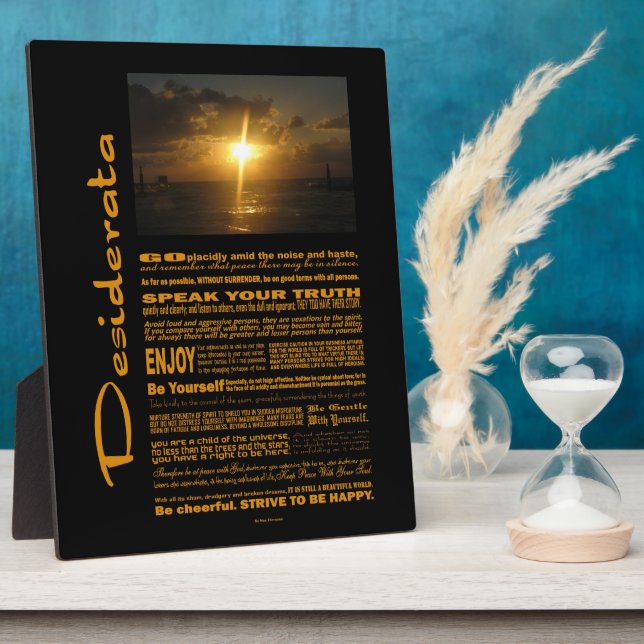 Desiderata Poem Very Bright Sunset Plaque (Side)