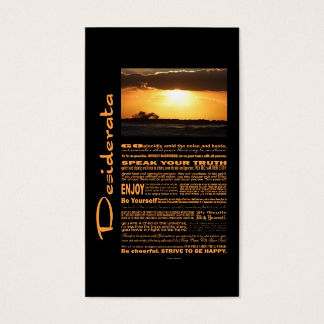 Desiderata Poem Waves At Sunset (Front)