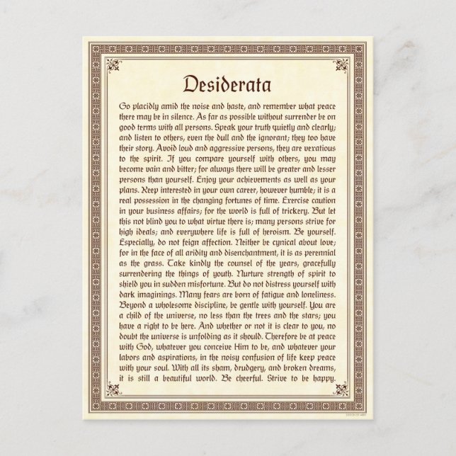 Desiderata Postcard (Front)