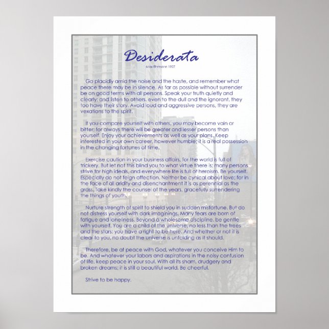 Desiderata Poster (Front)