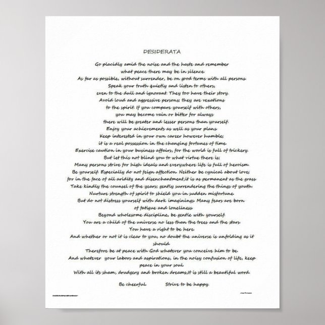 DESIDERATA POSTER (Front)
