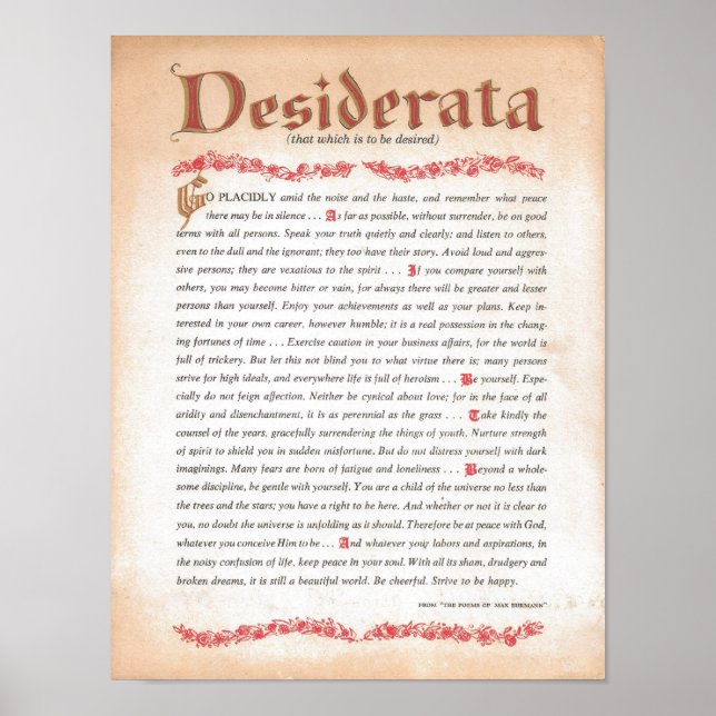 DESIDERATA POSTER (Front)
