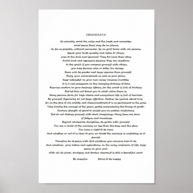DESIDERATA POSTER (Front)
