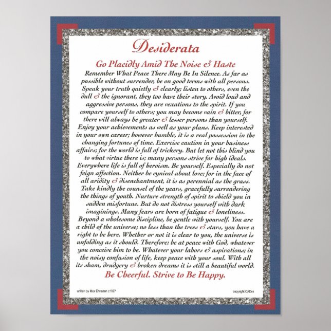 DESIDERATA Poster by Max Ehrmann-Executive (Front)