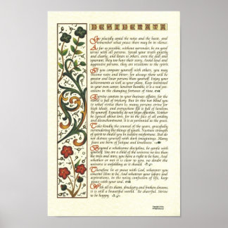 DESIDERATA Poster by Max Ehrmann= Leaf Calligraphy