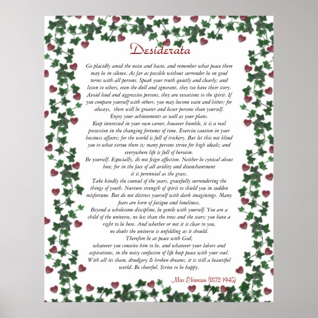 Desiderata Poster Ivy Hearts (Front)