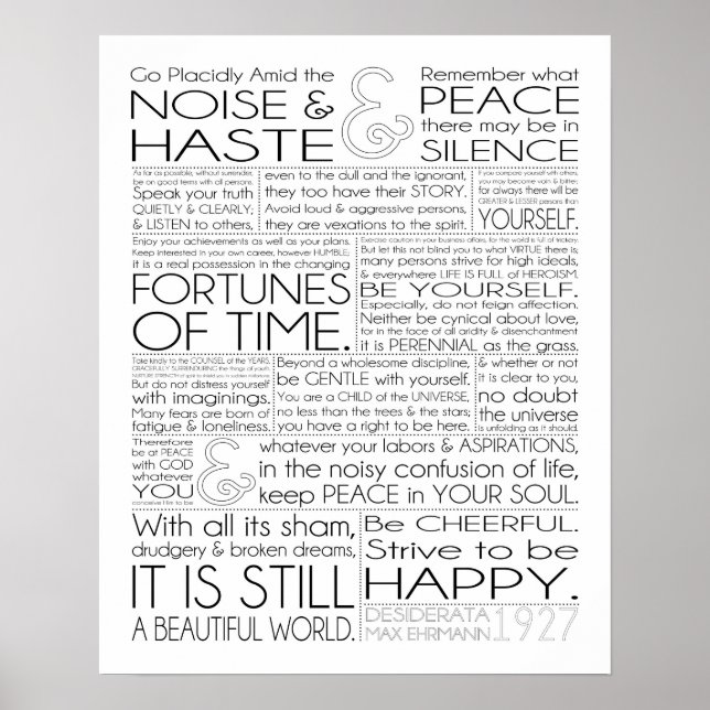 Desiderata Print 16x20 on Matte Paper (Front)