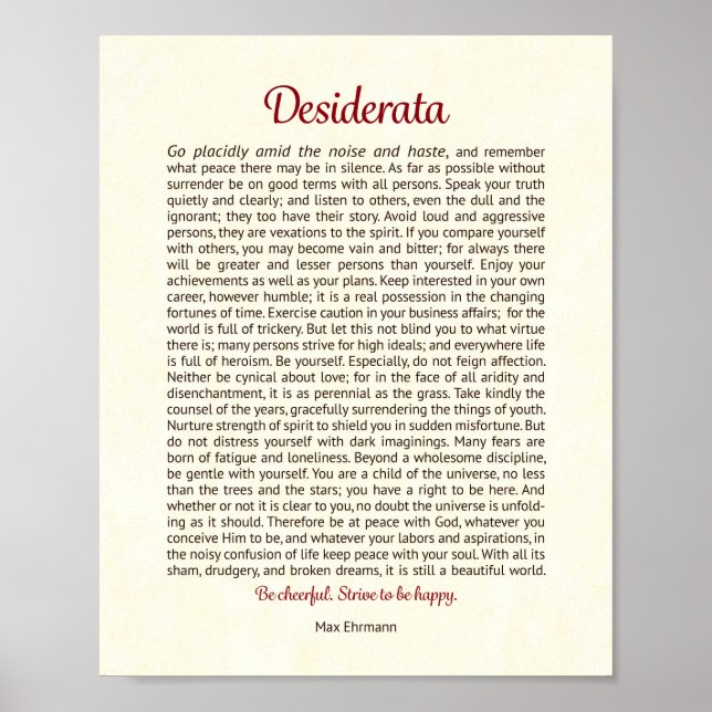 Desiderata Print | Desiderata Art (Front)