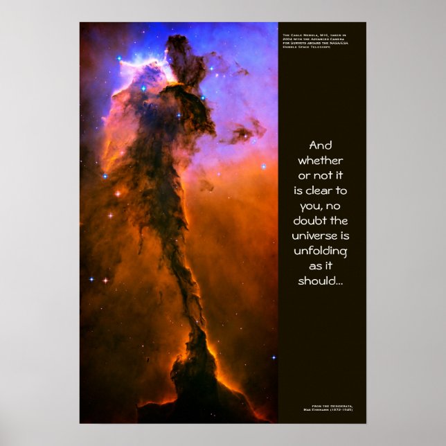 Desiderata Quote, Pillars of Creation Eagle Nebula Poster (Front)
