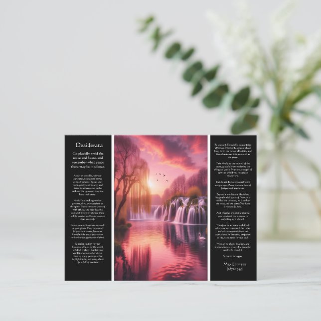 Desiderata Romantic Lake, Golden Sky Reflections Postcard (Standing Front)