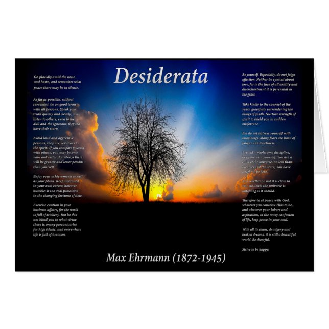 Desiderata silhouette of a willow tree (Front Horizontal)