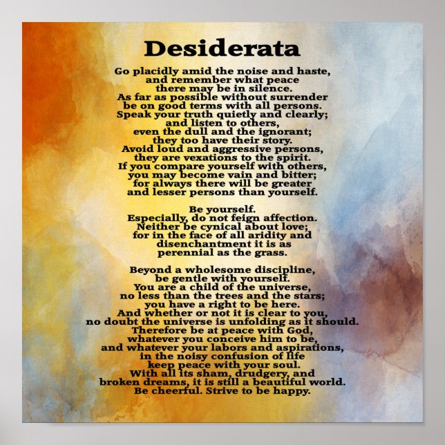Desiderata Splash of Color-- Poster (Front)