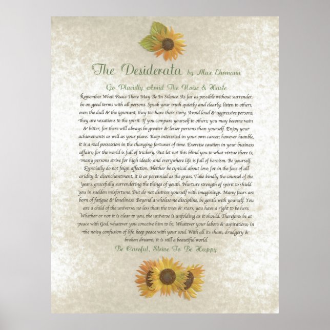 DESIDERATA Sunflowers Poster (Front)
