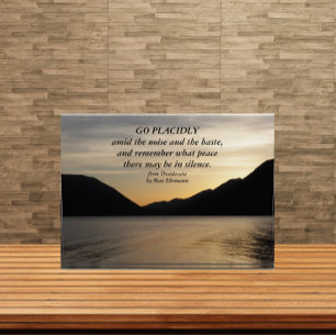 Desiderata Verse Lake Sunset Landscape Photo Block