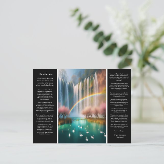 Desiderata Waterfall: Rainbow's Grace Over Falling Postcard (Standing Front)