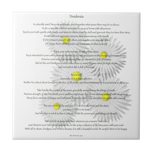 Desiderata with Daisies Tile (Front)