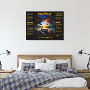Desiderata with Lone Boat and Ocean Canvas Print